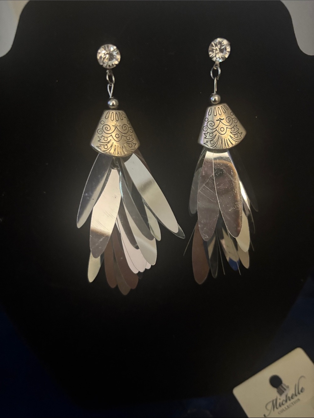 Michelle Collections Silver Feather Cascade Earrings